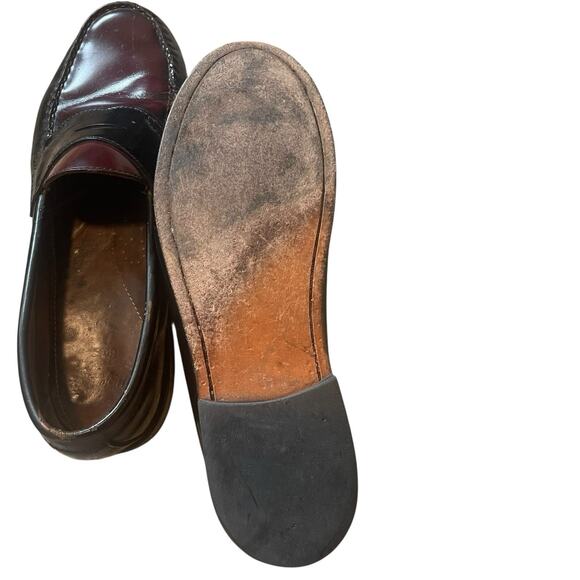 GH Bass & Co Weejuns Mens 9.5D Logan Flat Strap Loafers Wine Leather Slip-ons - Picture 8 of 10